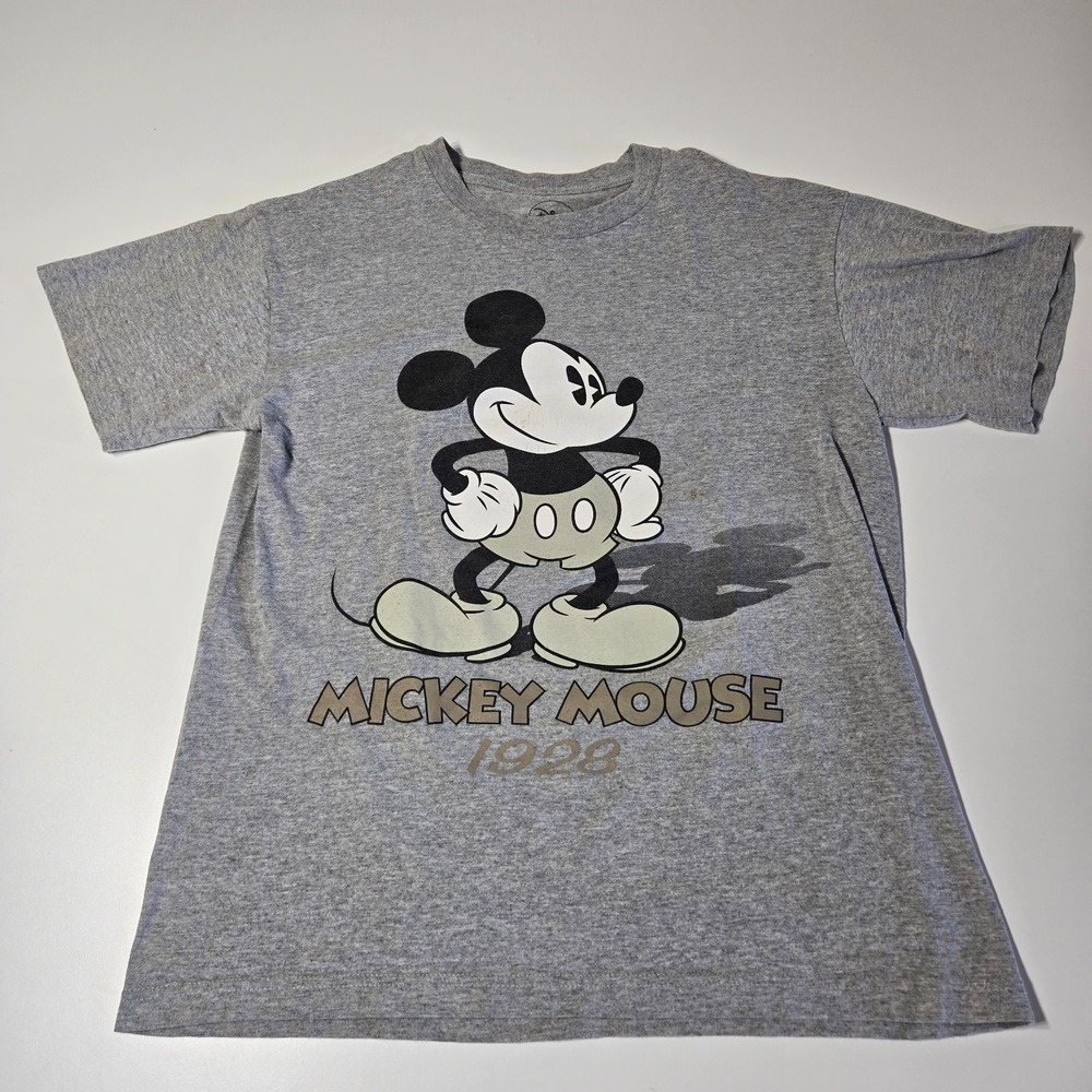 Disney Shirt Mens Medium Mickey Mouse Gray Double‎ Sided Short Sleeve Retro - Picture 3 of 9